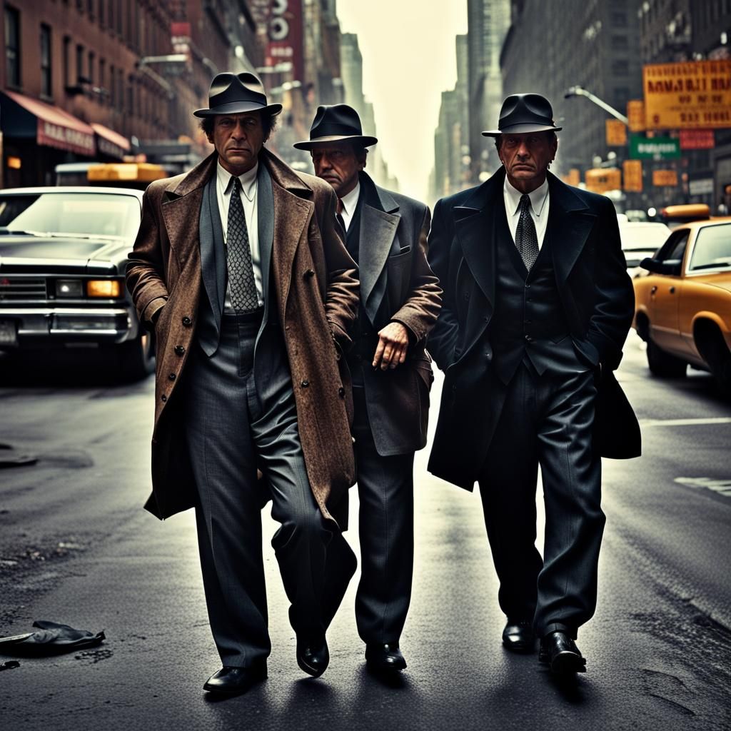 Italian mobsters in a New York City street of the 80s - AI Generated ...