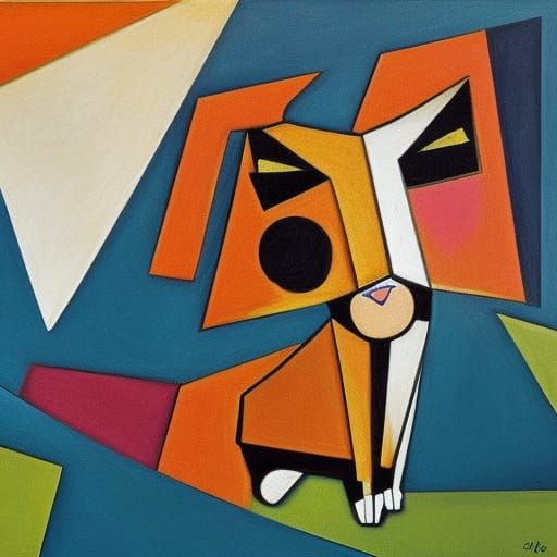 cubism-style kitty and puppy - AI Generated Artwork - NightCafe Creator