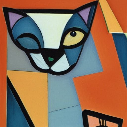 cubism-style kitty and puppy - AI Generated Artwork - NightCafe Creator