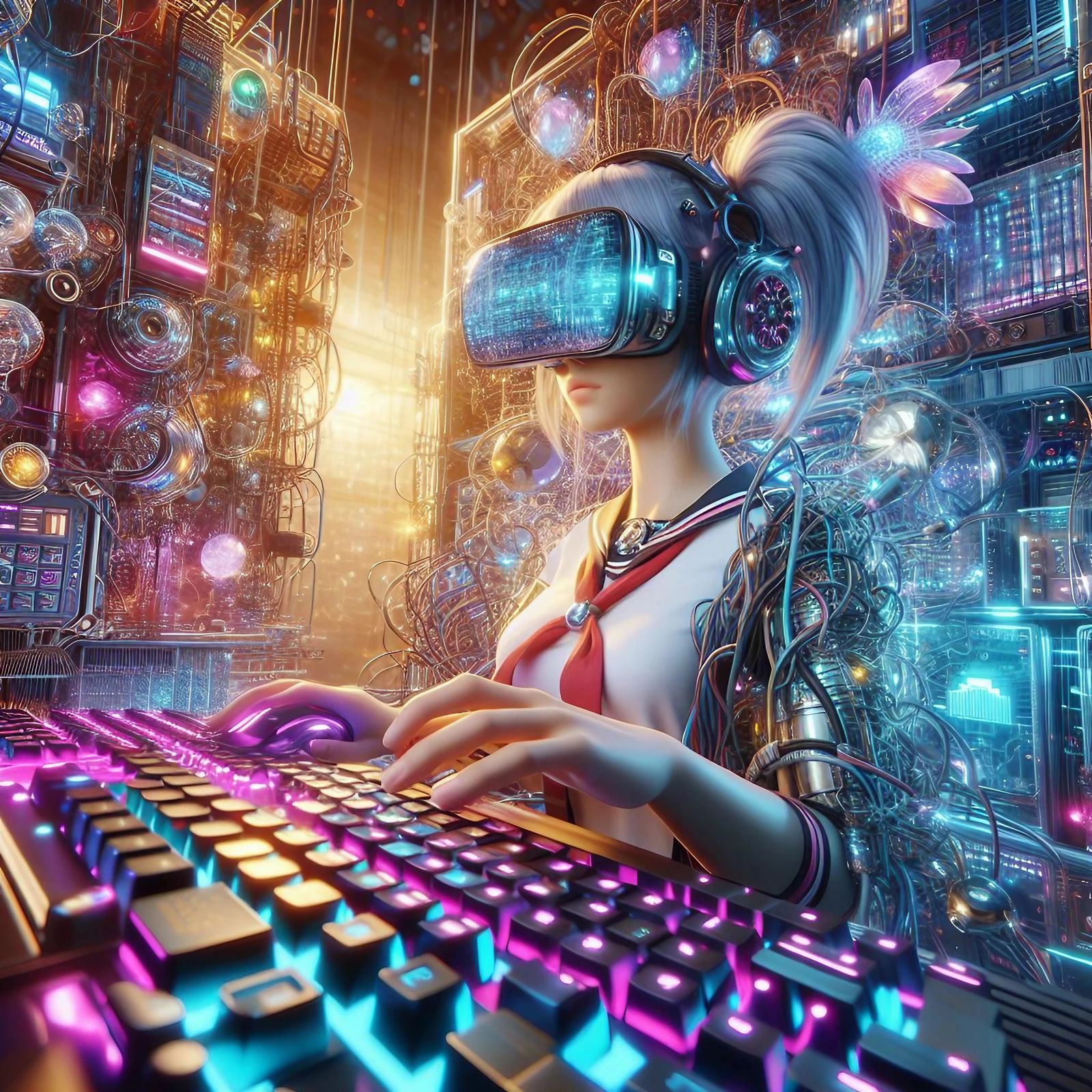 Immersed Cute Gamer Girl