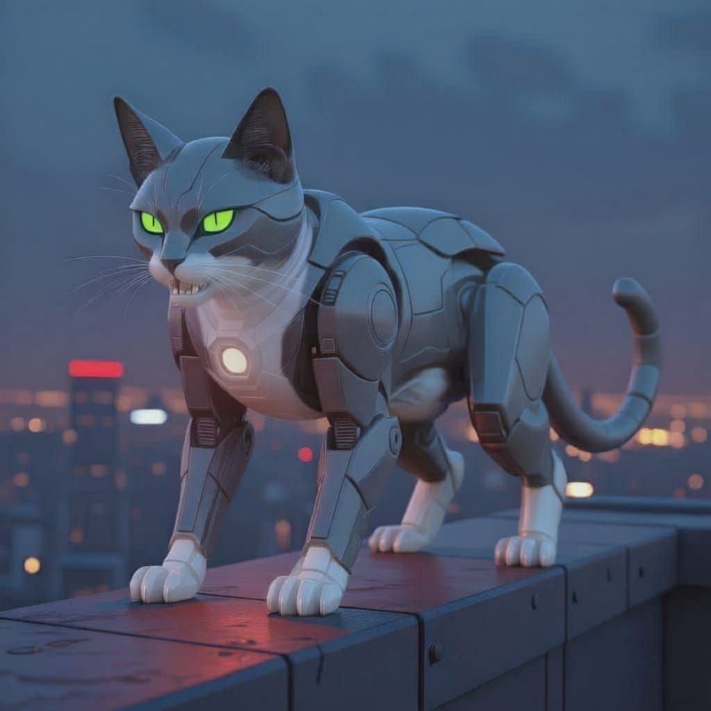 A grey transformer cat resembling soundwave 