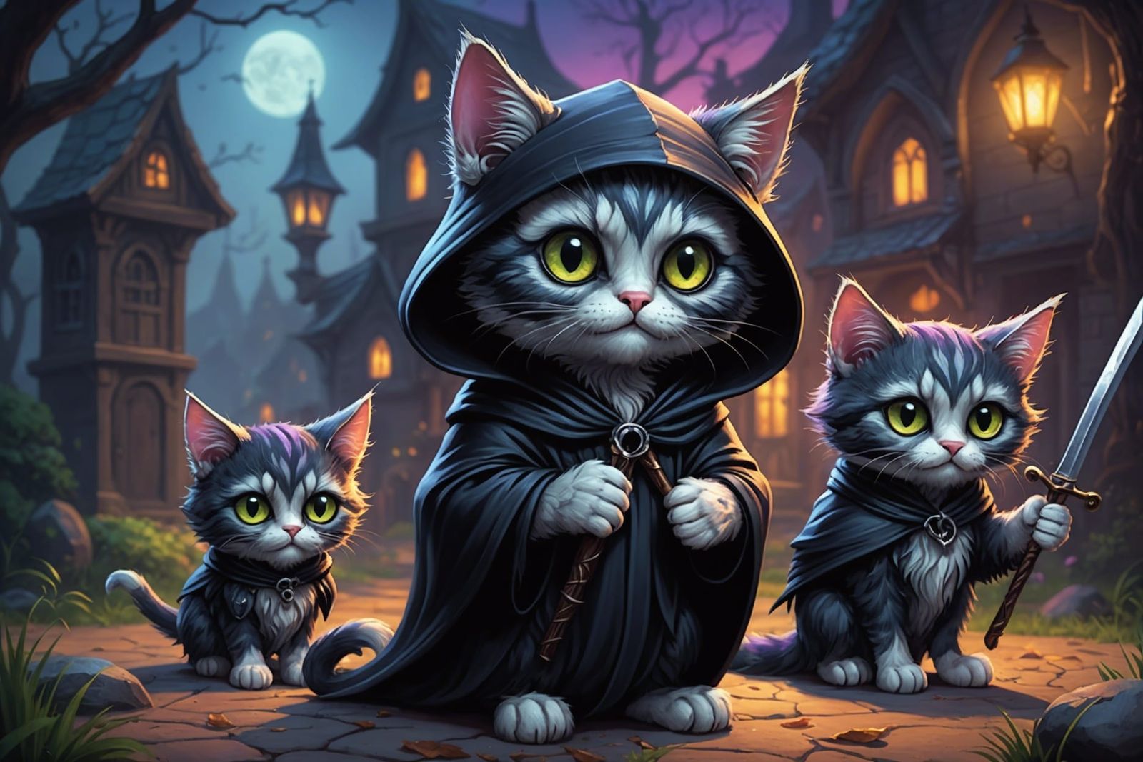 Grim Reaper Cats - AI Generated Artwork - NightCafe Creator