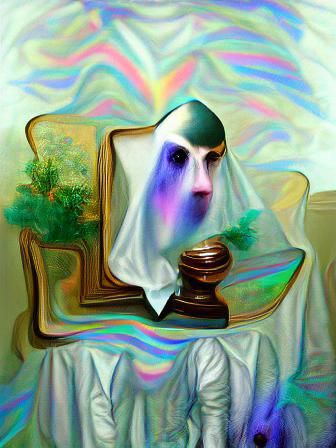 Portrait of a judgemental puritan ghost iridescent surrealis...