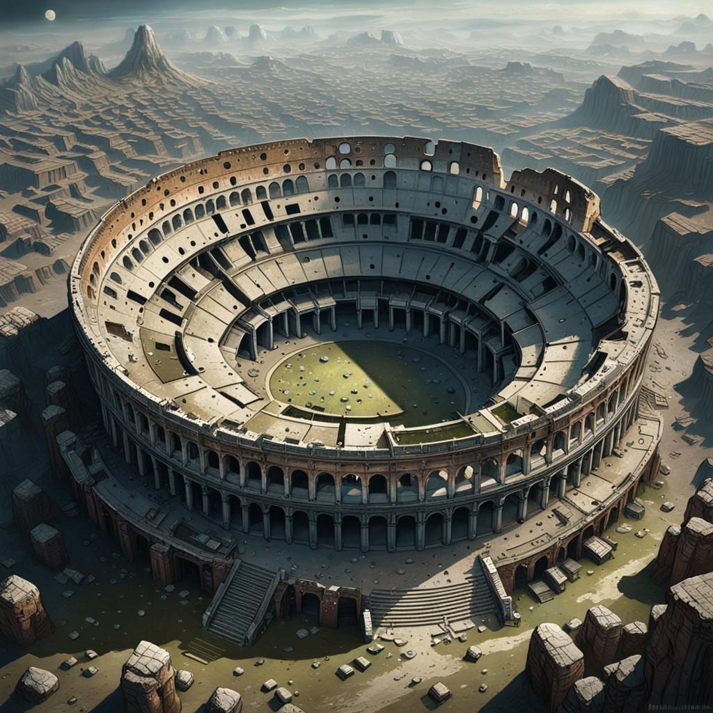 Long forgotten coliseum on moon - AI Generated Artwork - NightCafe Creator