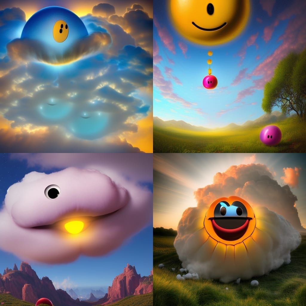 fantastical vibrant bulbous weird!!!!!!!!!!! smiley face emoji shaped