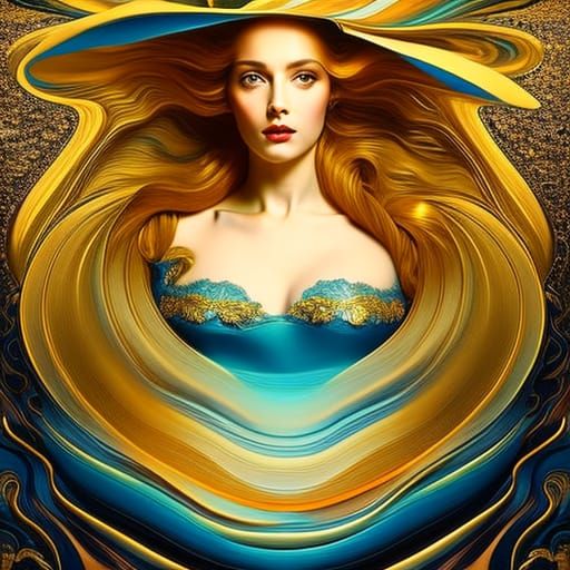 Beautiful blue and gold puddle