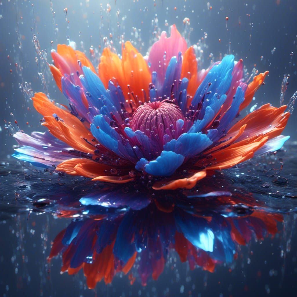 Stunning abstract fantasy concept art of a beautiful flower made of water, DSLR, by WLOP, Ross Tran, ...  by @Aia