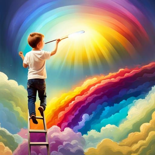 Painting rainbow in the sky  by @Manchchango