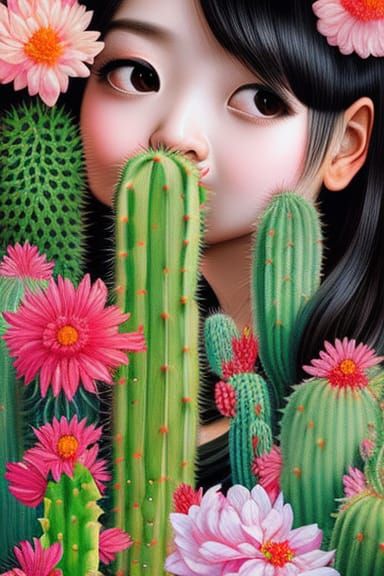 "you dont have the balls to post it" magnificent collage, in style of CMK & her silly brain, real cactus, volumetric, hi...