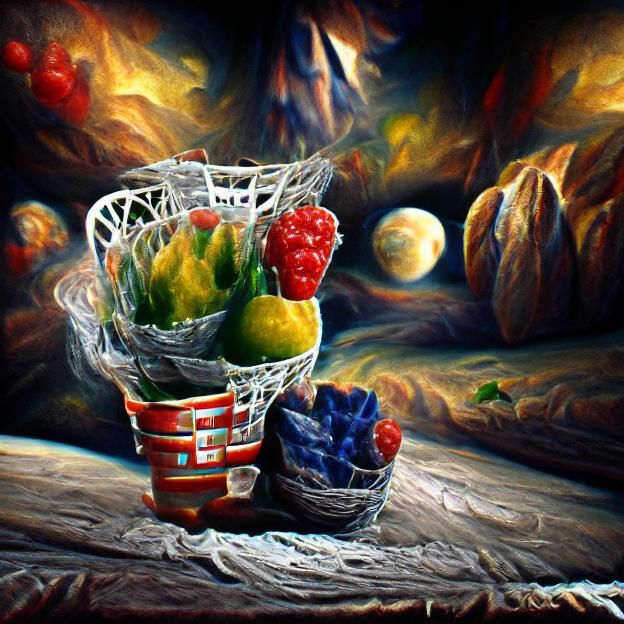 Fruit basket in space