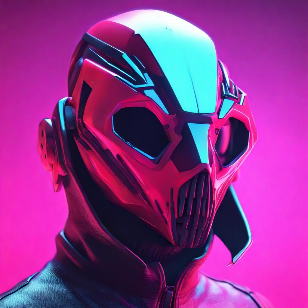 Synthwave Assassin mask, electro style futuristic hyperrealistic 3d ...