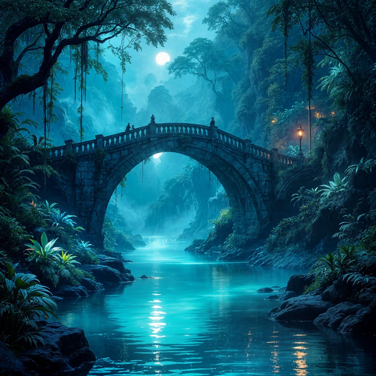 A magical place with overarching bridge  by @Komondor