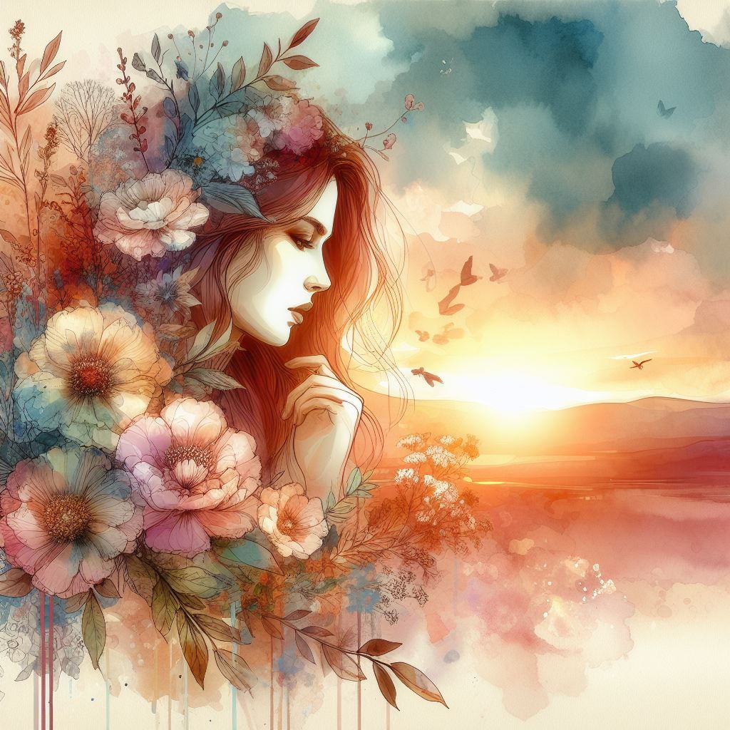 Woman in Autumn Sunset