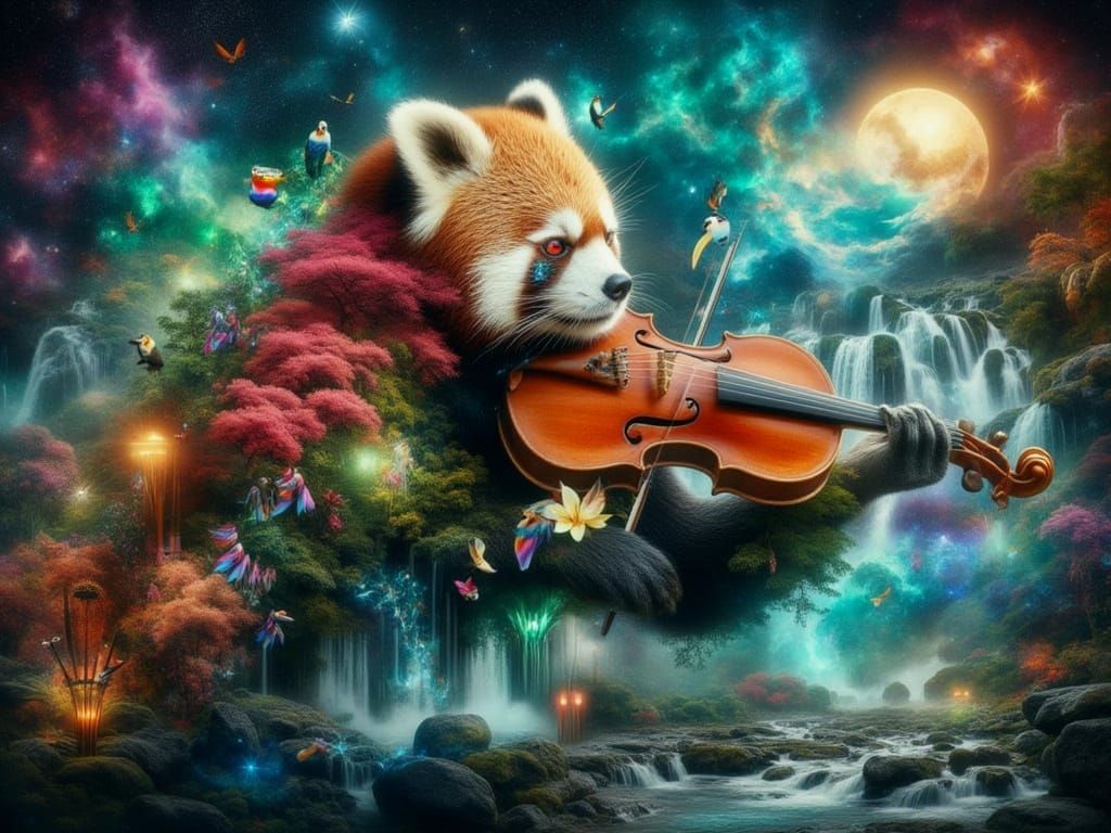 <lora:FiosDblexAnimals:1.0> Red Panda Violin concerto