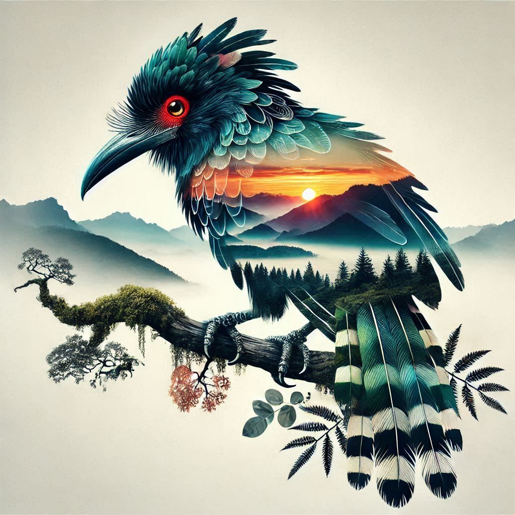 double exposure beautiful fantasy DALL-E 3 portrait landscape..