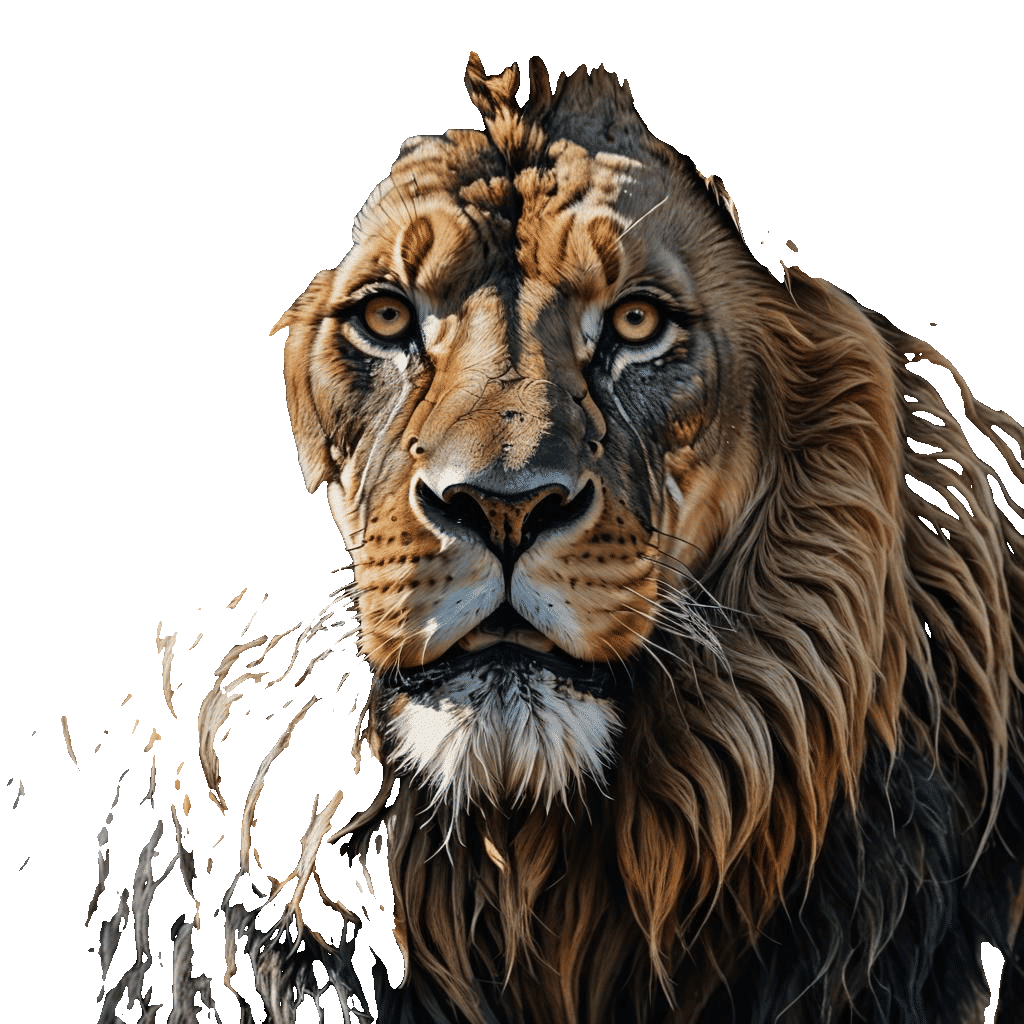 lion with thick paint on it