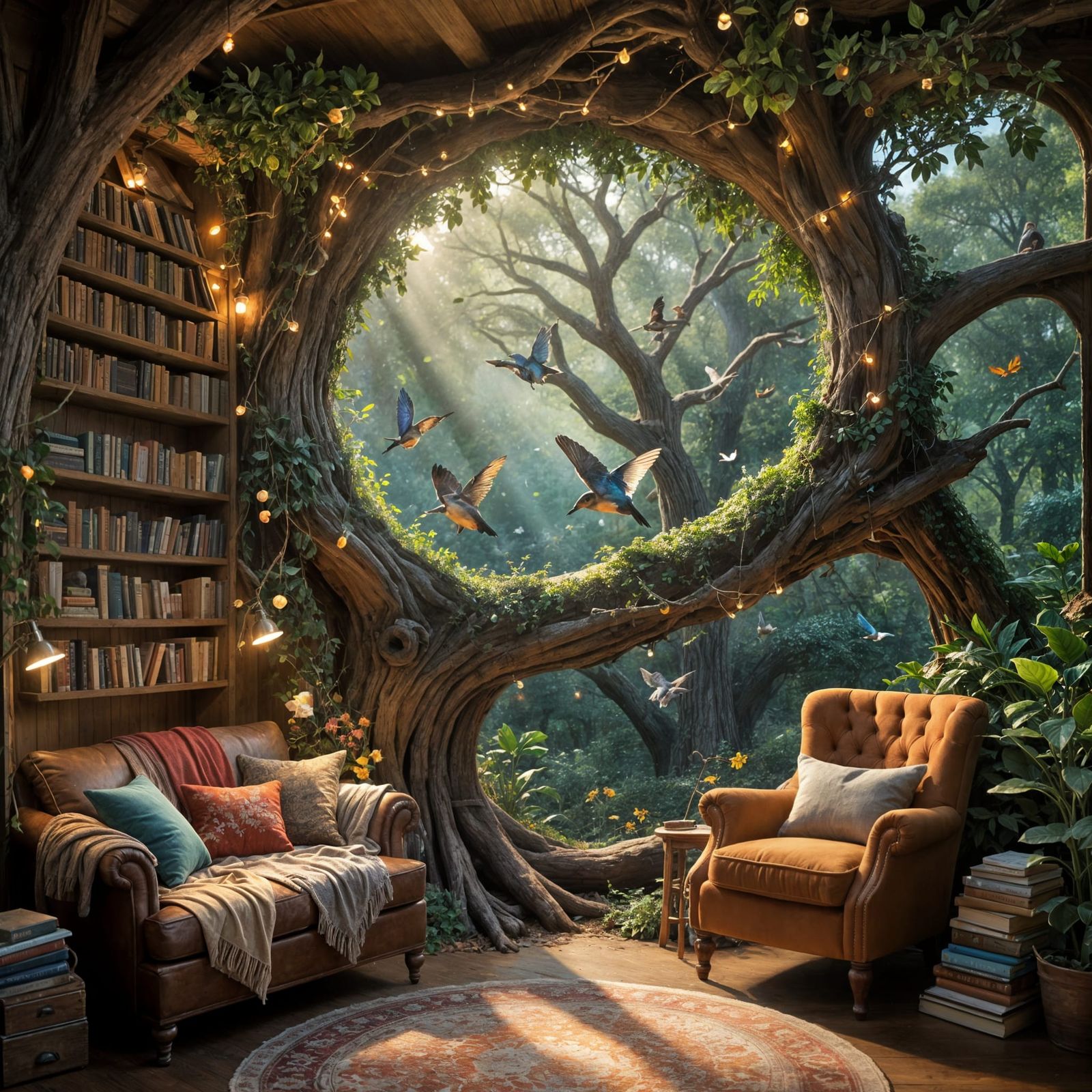 A reading nook to rival all reading nooks.  by @Green Frog