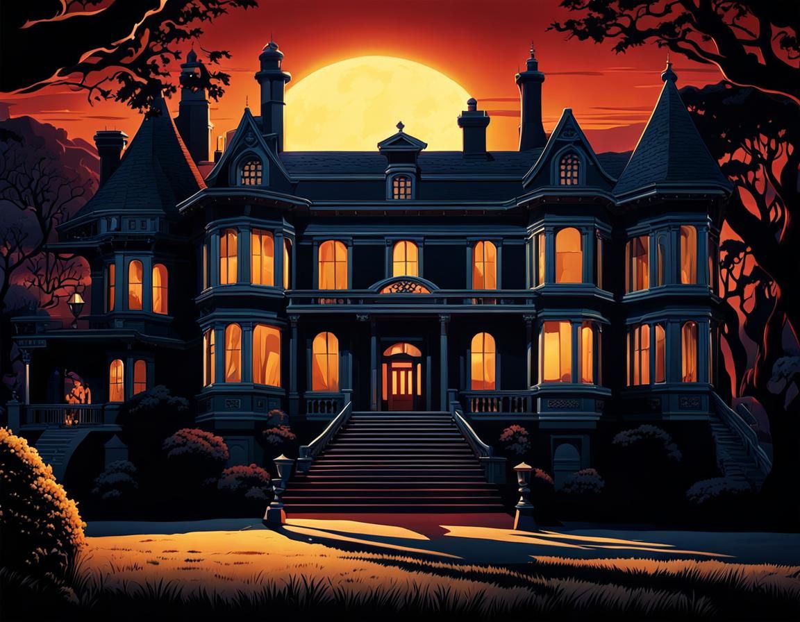 Mansion at Sunset - AI Generated Artwork - NightCafe Creator