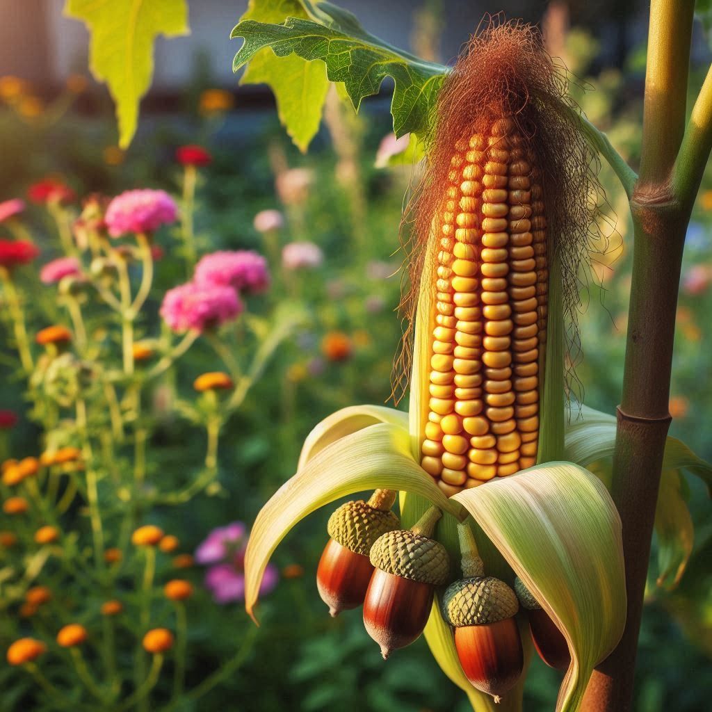 acorns with a corn