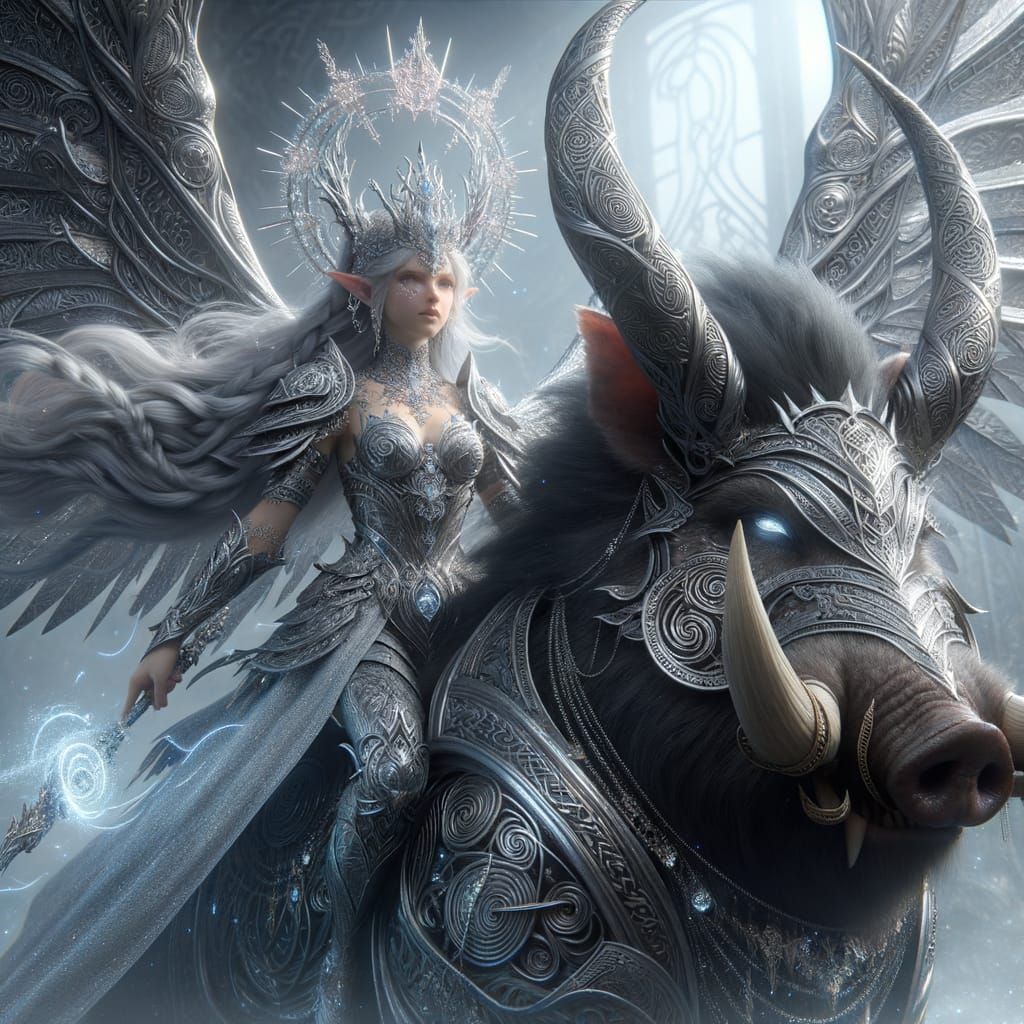 The Silver Queen and the Boar of Legends  by @dreampixel_a