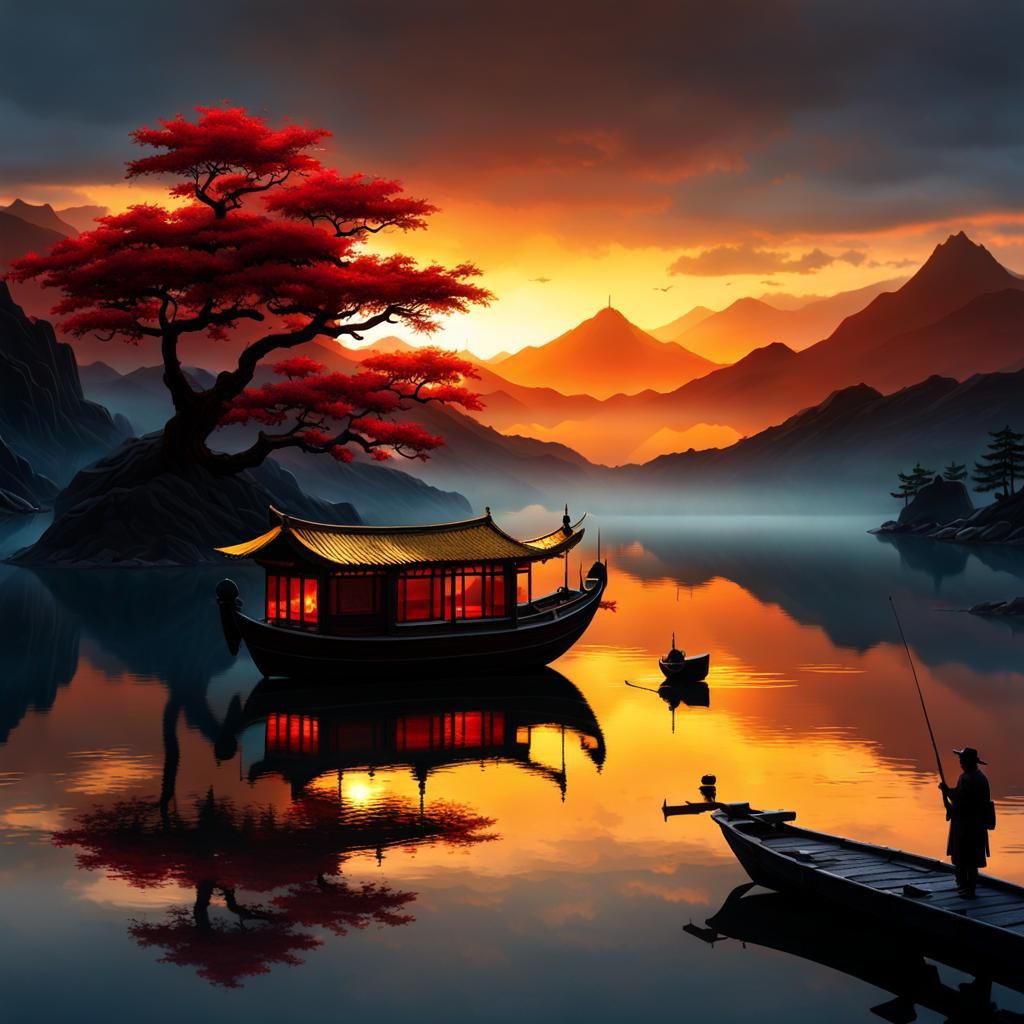 Fishing at Sunset  by @Dmitri