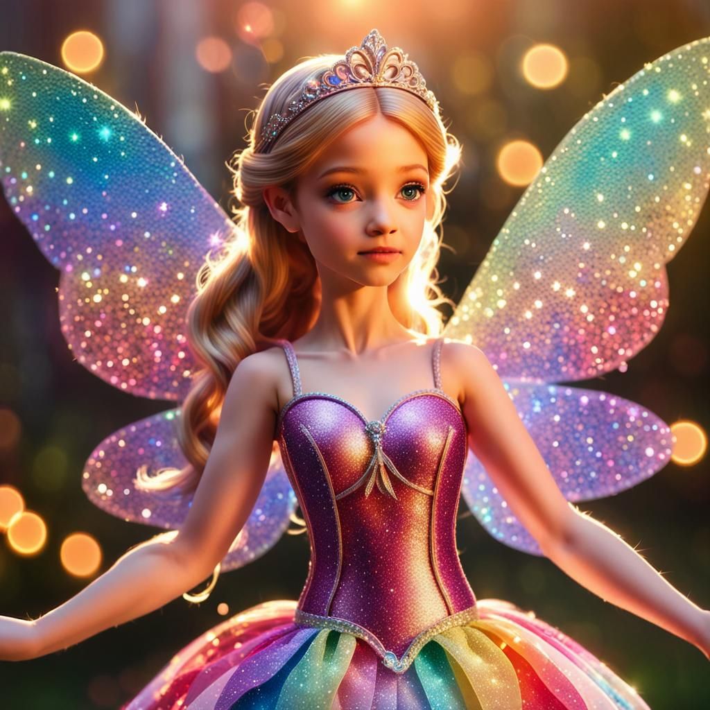 bbe beautiful fairy princess with shimmering wings, rainbow ...