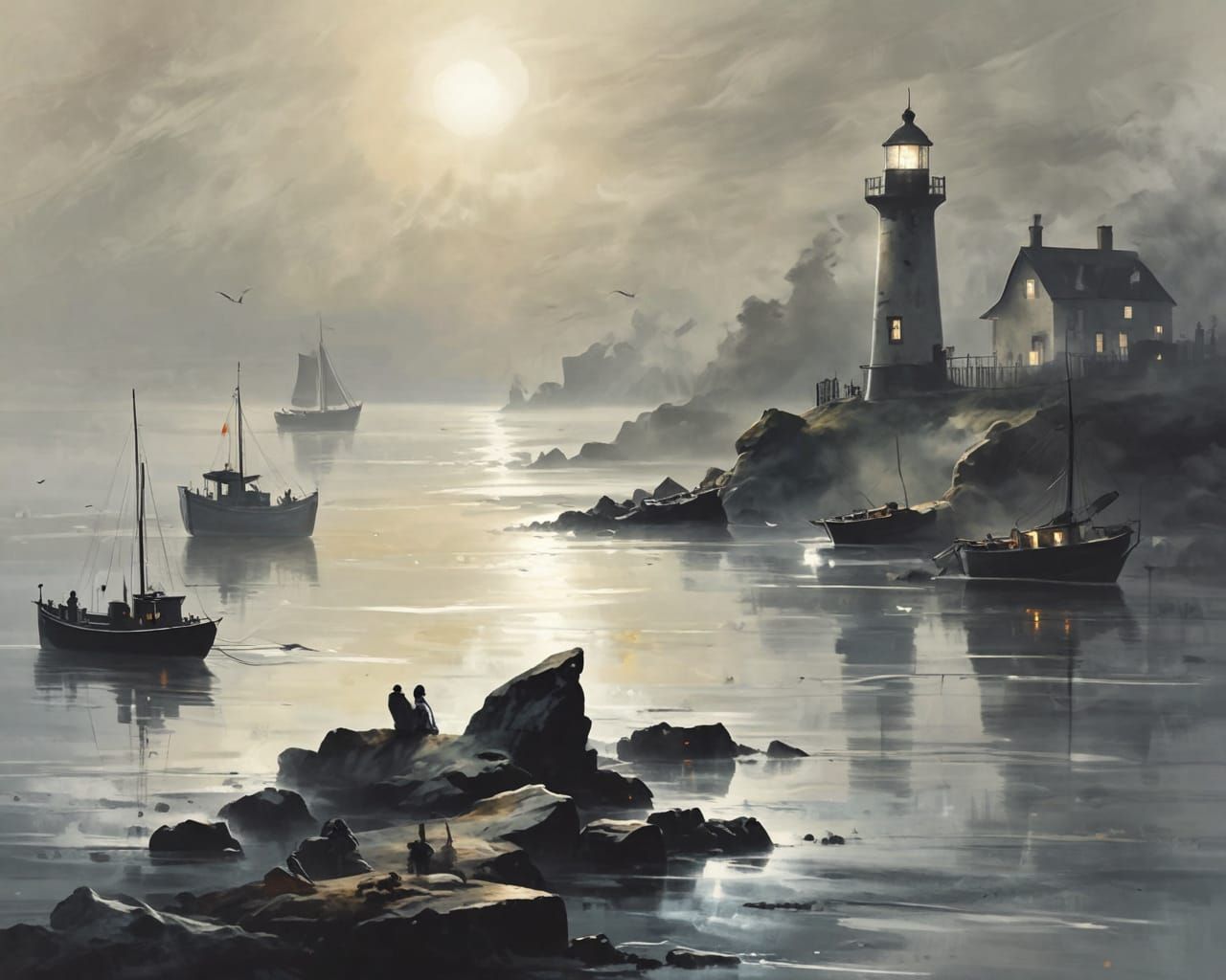 Lighthouse. Abstract scene.