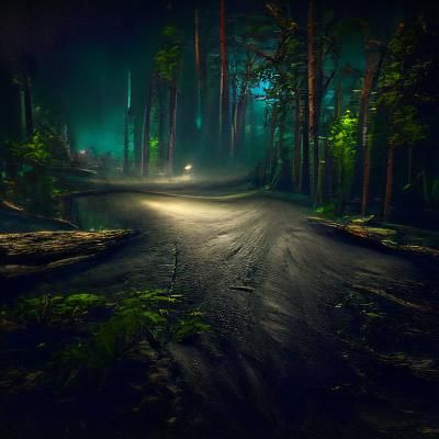 forest road at midnight