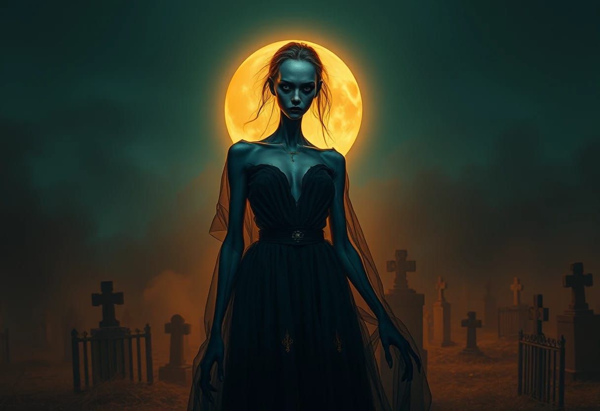 Slender ghostly woman