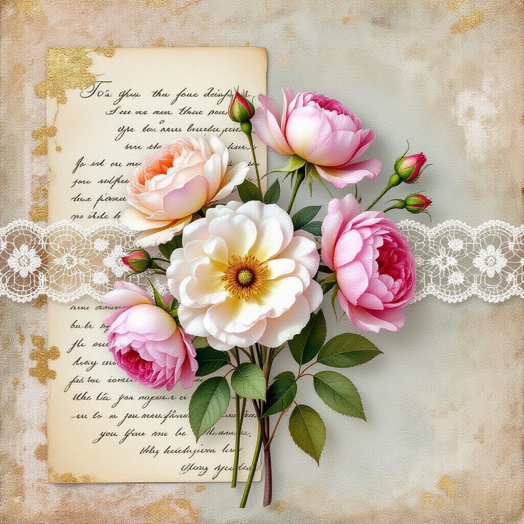 (4 likes) - Elegant mixed-media collage.   by @Adriana