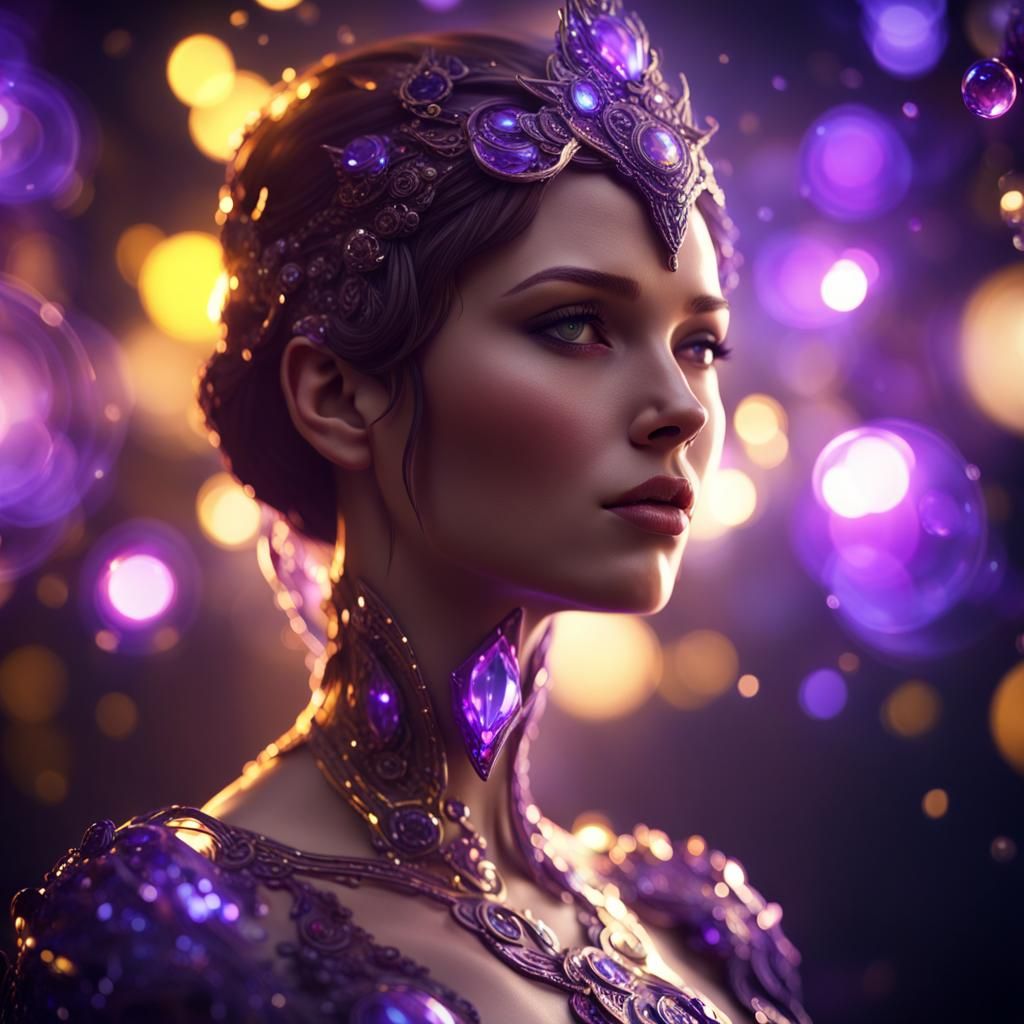 electric  beautiful crystal bokeh light woman