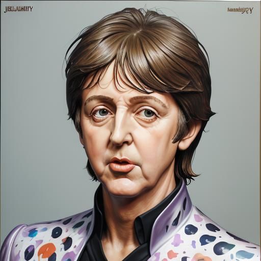 A very insanely detailed painted  sculpture of Paul McCartne...