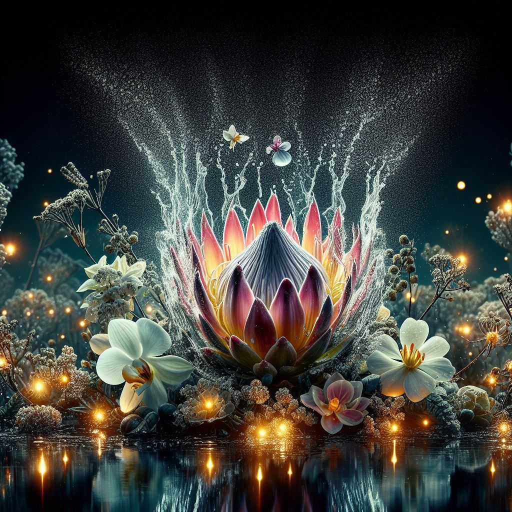 Flower field, splash effect, high speed