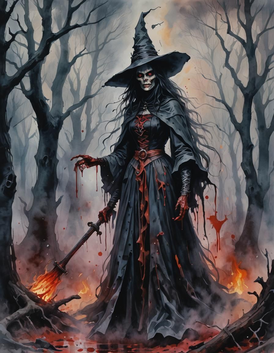dark foggy horror blood witch
