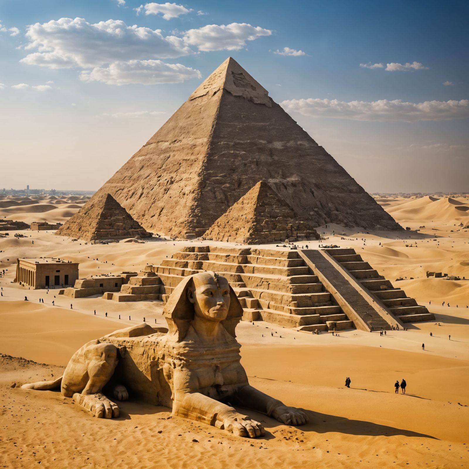 The Giza pyramid built completely from sand, with a real Sph...