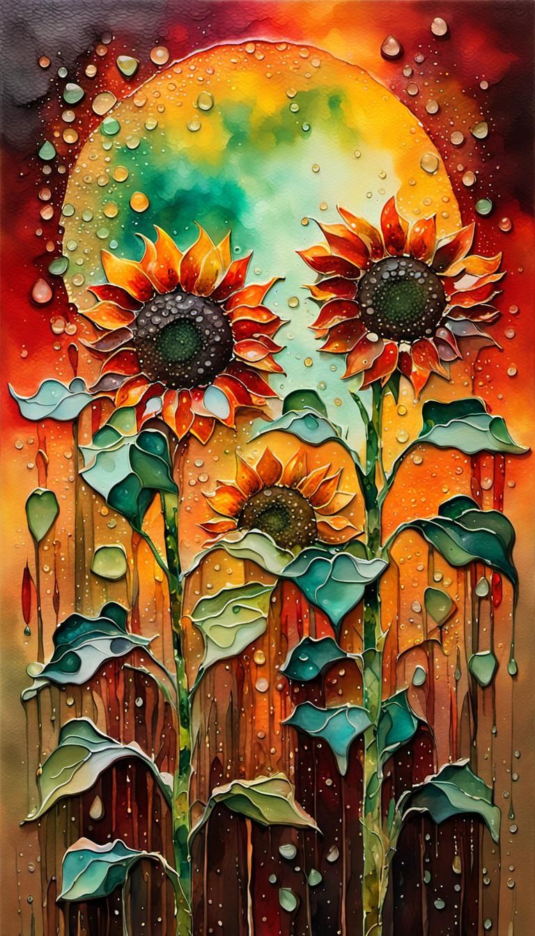Abstract Alcohol Ink Dark Red and Orange Sunset and  Earthy ...
