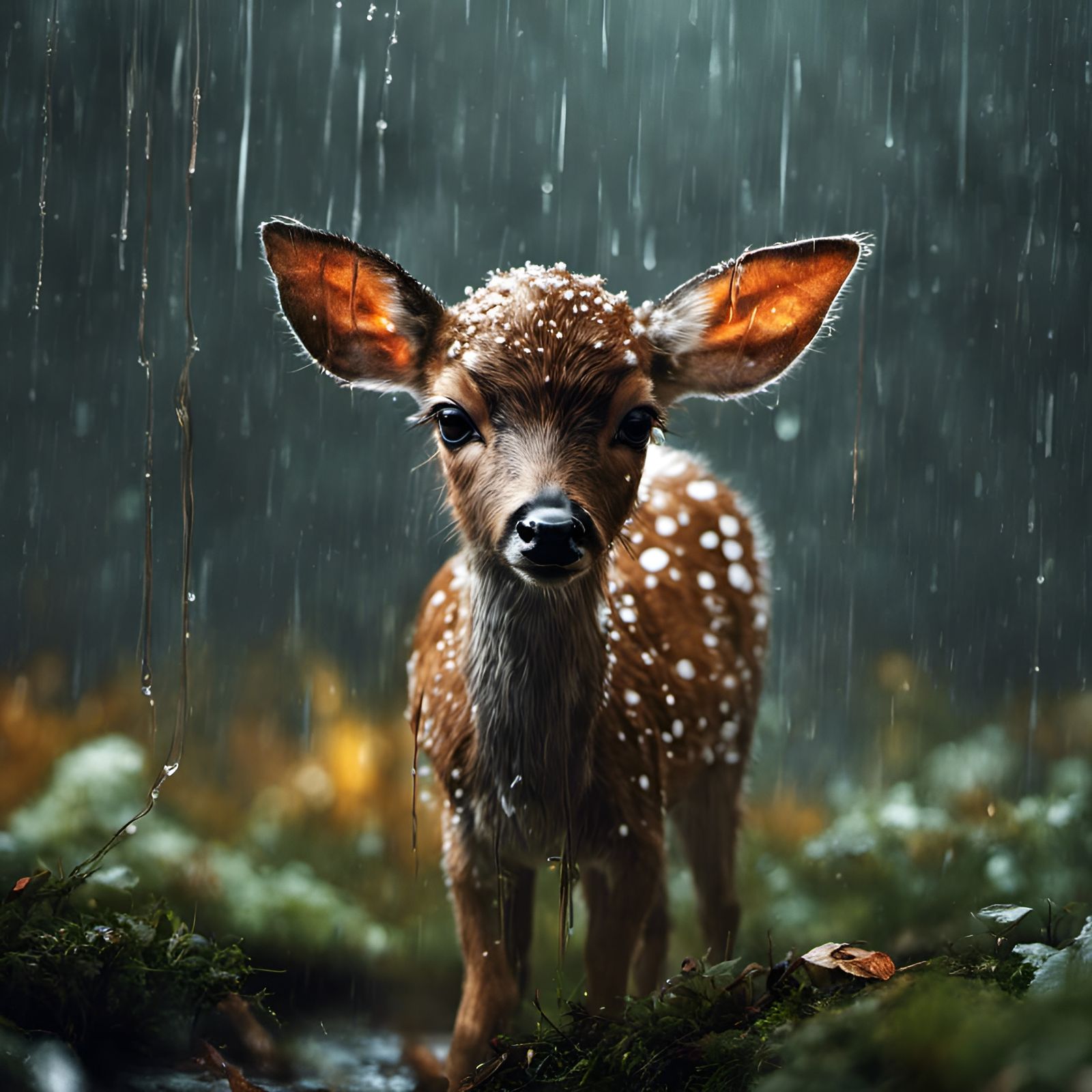 A Fawn in the Rain  by @Rosie