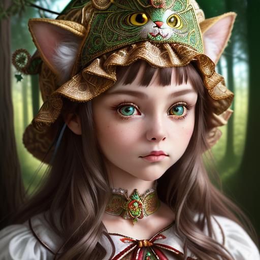 Cute girl with cat hat - AI Generated Artwork - NightCafe Creator