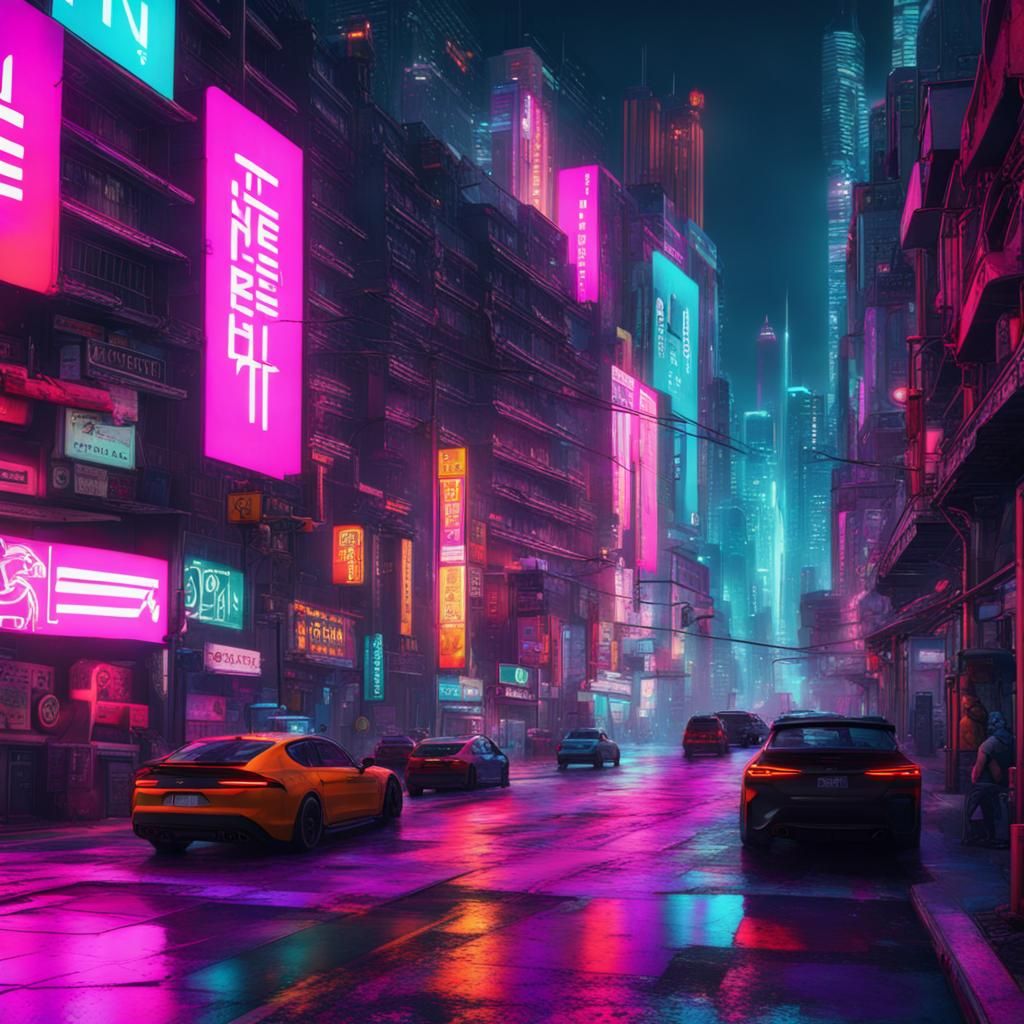 Neo-London streets - AI Generated Artwork - NightCafe Creator