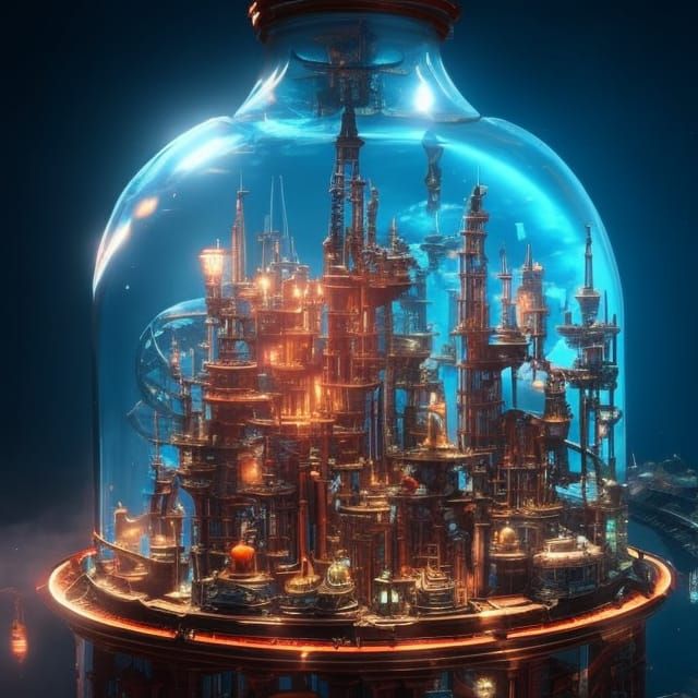 Jar of Industrial Illusions: The Steampunk Sanctuary  by @Lilac Landscapes