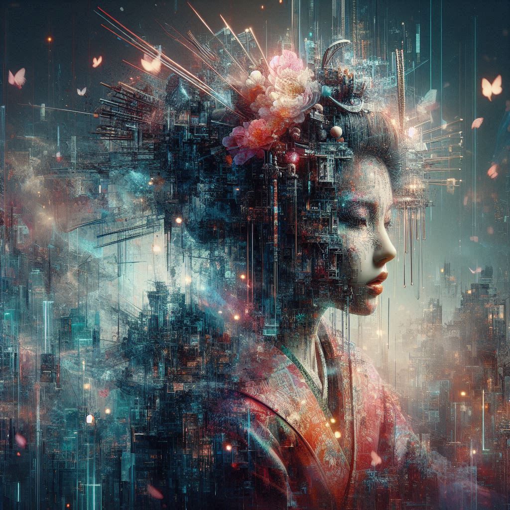 double exposure beautiful fantasy portrait landscape..