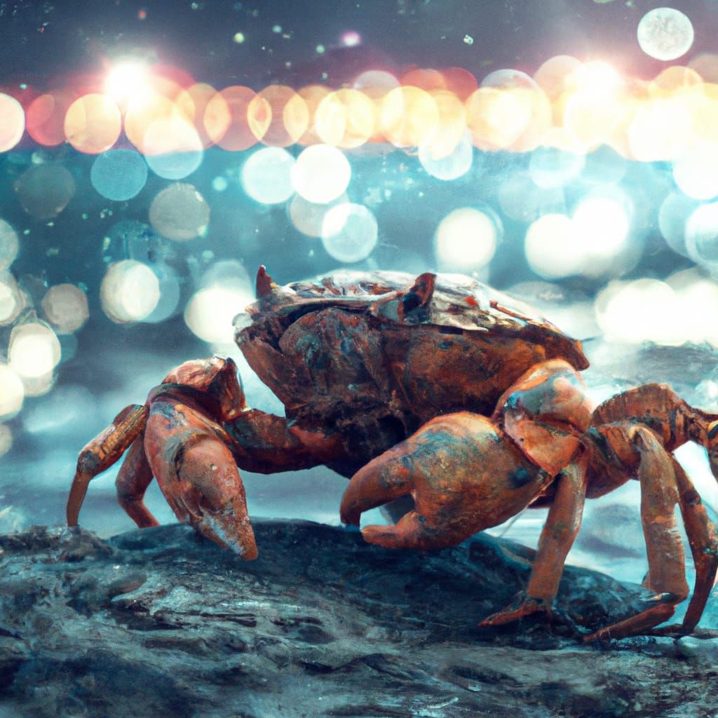 a gorgeously detailed crab, its shell made from cosmic rays ...