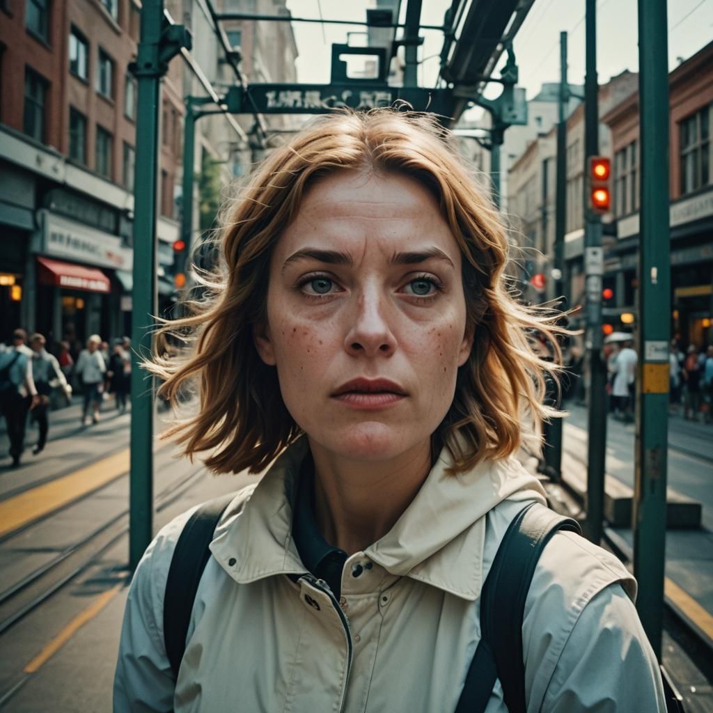 found a white woman face nearby a tram  when feeling dizzy