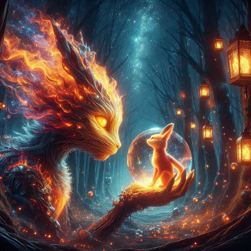 Man of Fire in enchanted forest