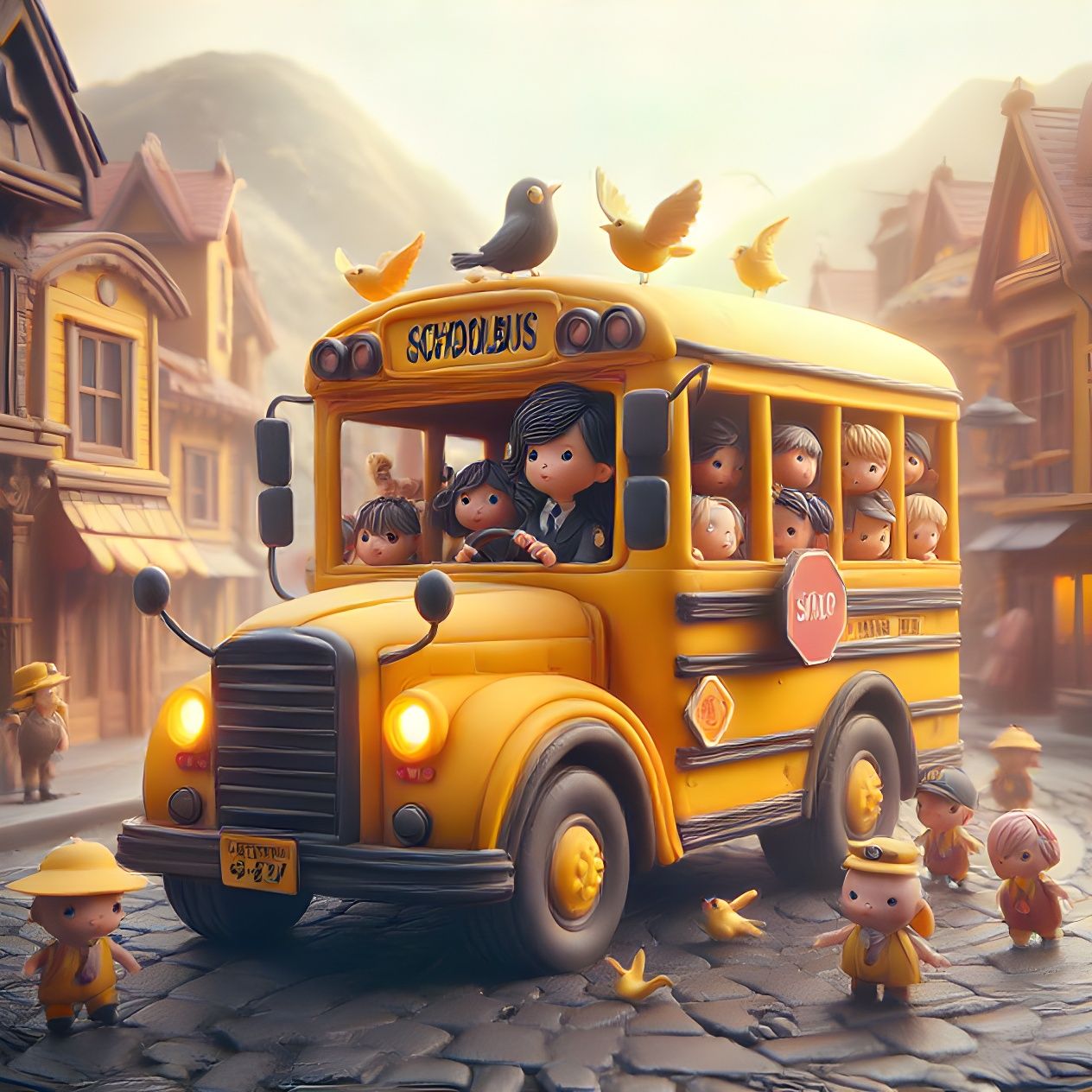 The wheels on the bus go round and round, round and round, round and round ...