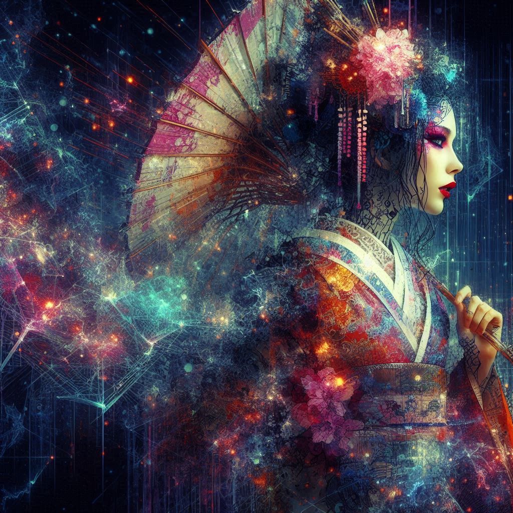 double exposure beautiful fantasy DALL-E 3 portrait landscape..