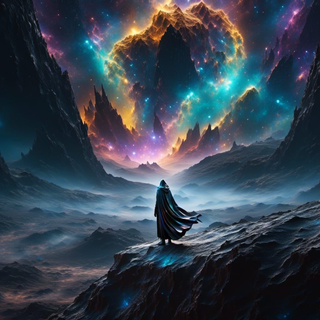 Mystical Figure Ready to Enchant Barren Terrain