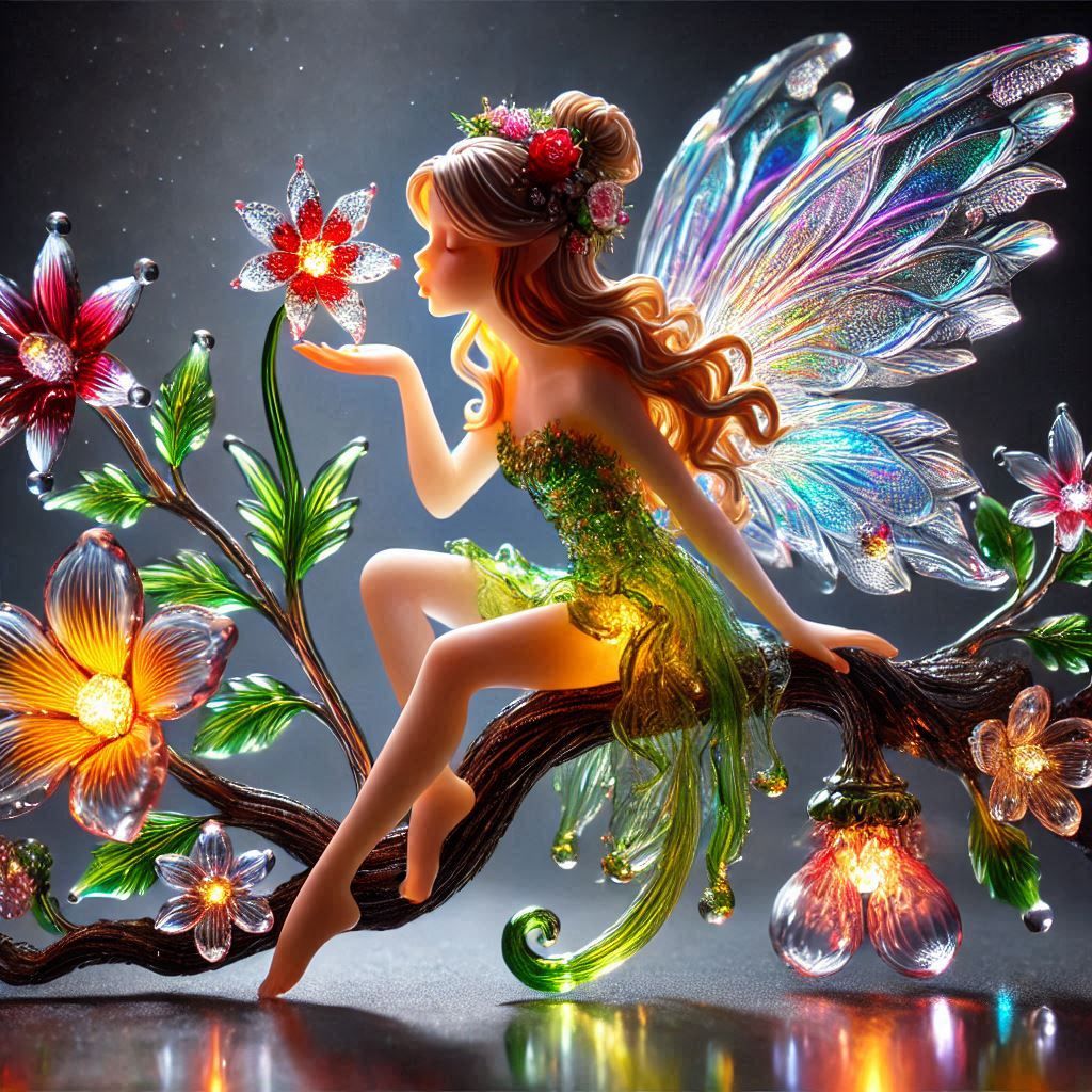 Beautiful fairy with crystal and molten glass