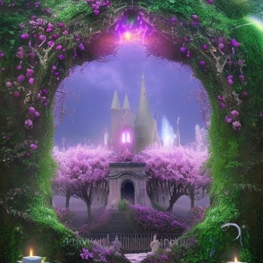 Witches cauldron magical sparkles roses ivy
