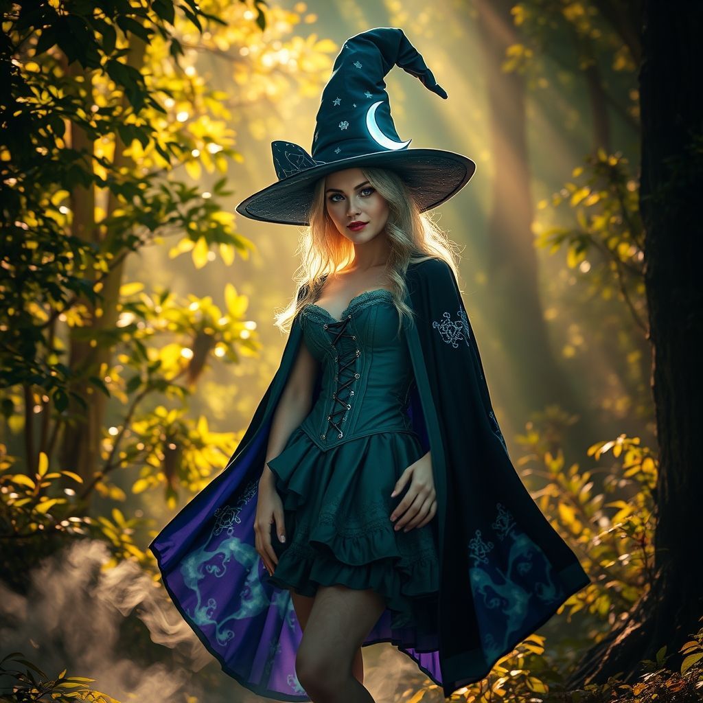 In a sun-drenched enchanted forest